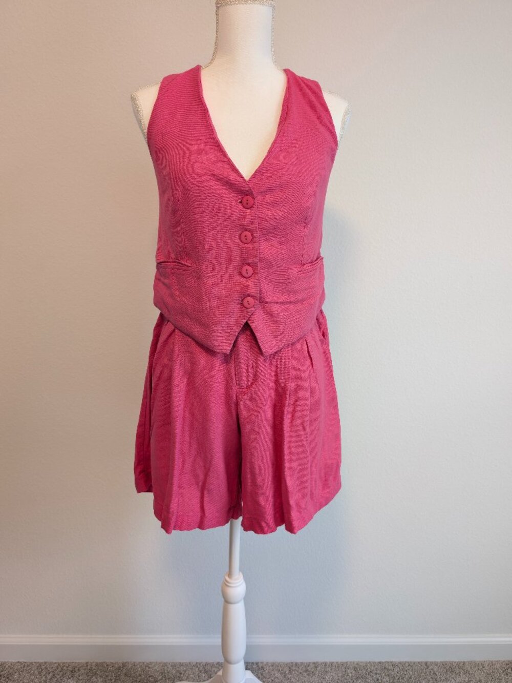 Bluesteel Hot Pink Vest & Pleated Shorts Set Size P